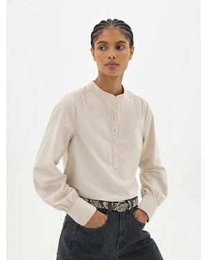Hush Cyra Long Sleeve Corduroy Blouse - Natural