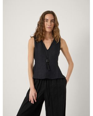 Hush Jose Linen Blend Godet Top - Black