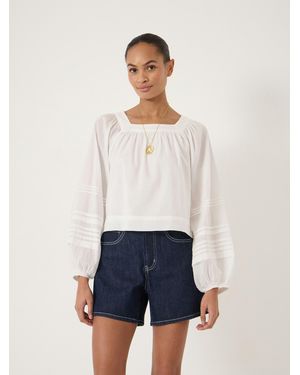 Hush Raye Square Neckline Cotton Blouse - White