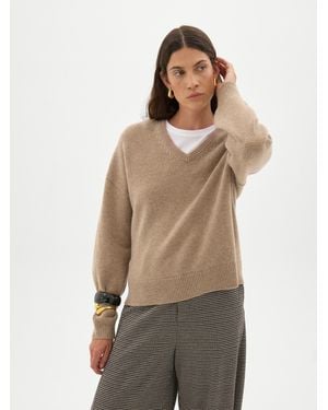 Hush Millie Merino Wool V Neck Jumper - Natural