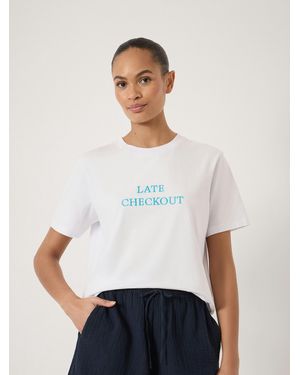 Hush Late Checkout Embroidered Cotton T-Shirt - White