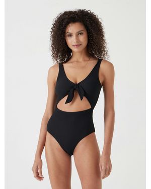 Hush Tie Front Texture Swimsuit - Blue
