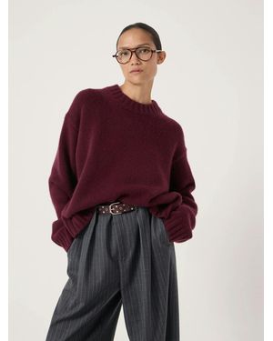 Hush Cora Relaxed Chunky Cashmere Crew Jumper - Red