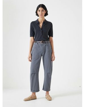 Hush Cordi Barrel Leg Cotton Trousers - Blue
