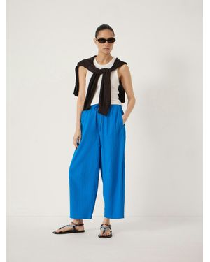 Hush Juno Seersucker Cotton Barrel Leg Trousers - Blue