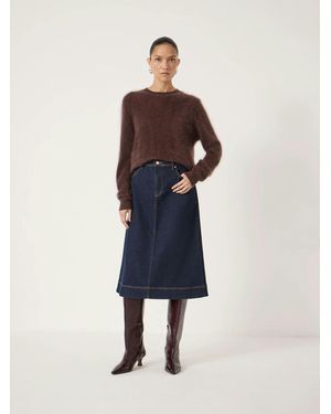 Hush Indie Denim Midi Skirt - Blue