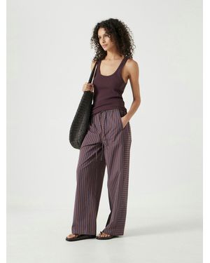 Hush Cotton Stripe Pull On Trousers - Brown