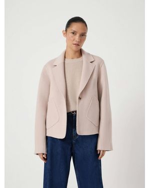 Hush Mina Pure Wool Double Faced Cropped Blazer - Blue