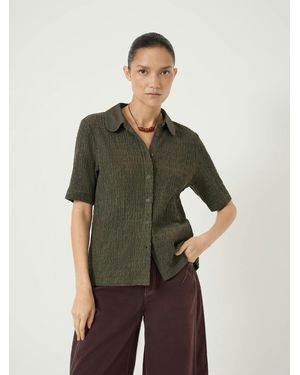 Hush Kinsley Textured Jersey Polo Top - Green