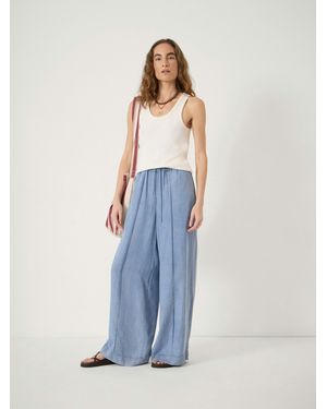 Hush Chambray Wide Leg Trousers - Blue