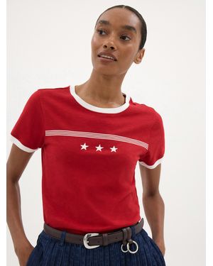 Hush Star Ringer Slim T-Shirt - Red