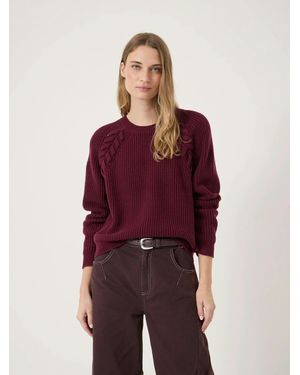 Hush Mel Wool Blend Plait Trim Jumper - Red