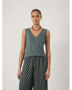 Hush Lio Linen V Neck Vest - White
