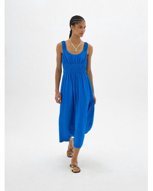 Hush Clarissa Gathered Straps Midi Dress - Blue