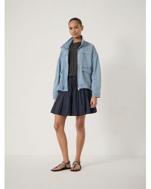 Hush Bloom Godet Cotton Voile Mini Skirt - Blue