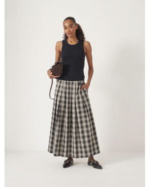 Hush Ivy Check Pleat Release Midi Skirt - White