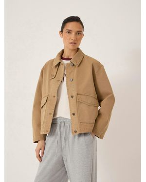 Hush Elara Washed Cotton Funnel Neck Utility Jacket - Natural