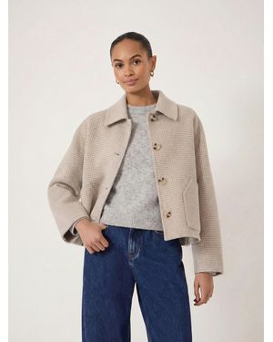 Hush Checked Relaxed Double Faced Wool Jacket - Natural