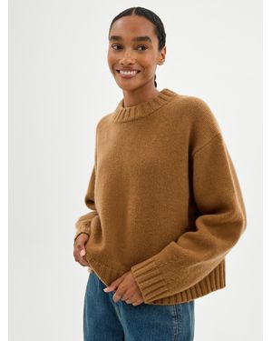 Hush Cora Relaxed Chunky Cashmere Crew Jumper - Natural