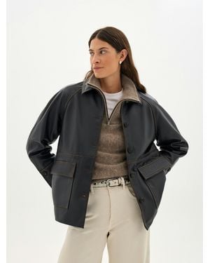 Hush Nerina Leather Barn Jacket - Black