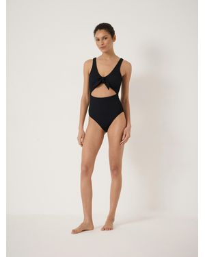 Hush Maren Crinkle Tie Front Swimsuit - Natural