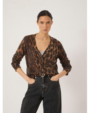 Hush Cynthia Leopard Print Knitted Cardigan - Black