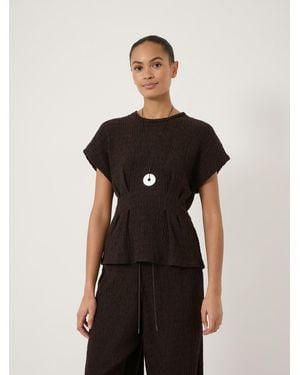 Hush Keira Textured Pleat Release Jersey Top - Black