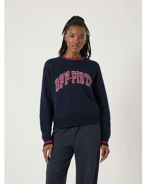 Hush Ellis Wool Blend Off-Piste Slogan Jumper - Blue