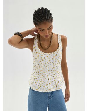 Hush Sage Strappy Pleated Top - White