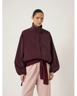 Hush Maple Lined Bubble Hem Funnel Neck Jacket - Red