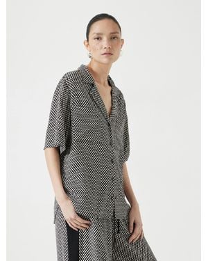 Hush Revere Collar Short Sleeve Shirt - Grey
