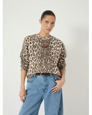 Hush Astra Leopard Print Cotton Sweatshirt - Blue