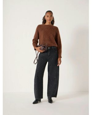 Hush Embellished Bree Barrel Leg Jeans - Natural