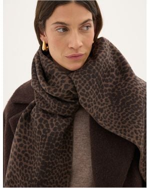 Hush Beckett Double Faced Leopard Scarf - Brown