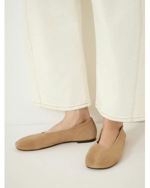 Hush Bertie Round Toe Suede Ballet Flats - Natural
