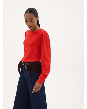 Hush Emily Puff Sleeve Jersey Top - Red