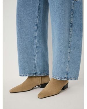 Hush Suede Square-Toe Boots - Blue