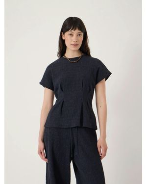 Hush Keira Textured Pleat Release Jersey Top - Blue