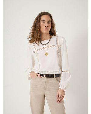 Hush Elva Cotton Lace Detail Long Sleeve Top - Natural