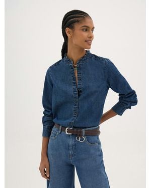 Hush Aella Ruffle Chambray Shirt - Blue