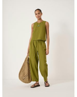 Hush Tovi Linen Blend Barrel Leg Trousers - Green