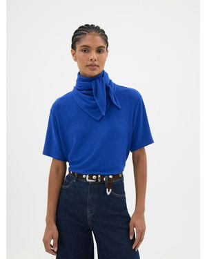 Hush Elarae Supersoft Crew T-Shirt And Matching Scarf - Blue