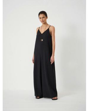 Hush Seersucker Cotton Wide Leg Jumpsuit - White
