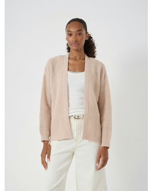 Hush Waffle Stitch Edge To Edge Cardigan - Natural