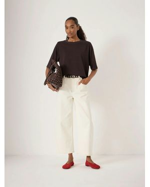 Hush Cropped Bree Horseshoe Barrel Leg Jeans - Natural