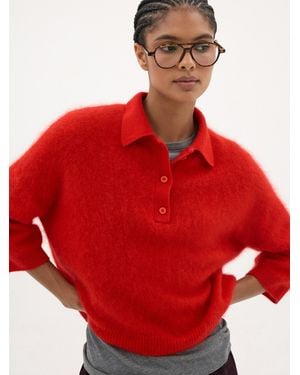 Hush Ziggy Brushed Wool Polo Tee - Red