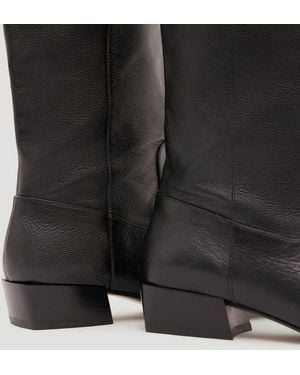 Hush Leather Square Toe Boots - Black