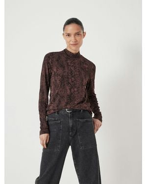 Hush Printed Long Sleeve Top - Grey