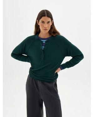 Hush Harriet Henley Super Soft Top - Green