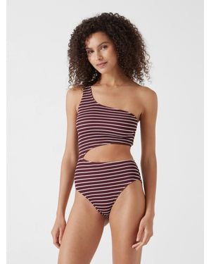 Hush Clare Crinkle Stripe Cut Out Swimsuit - Multicolour